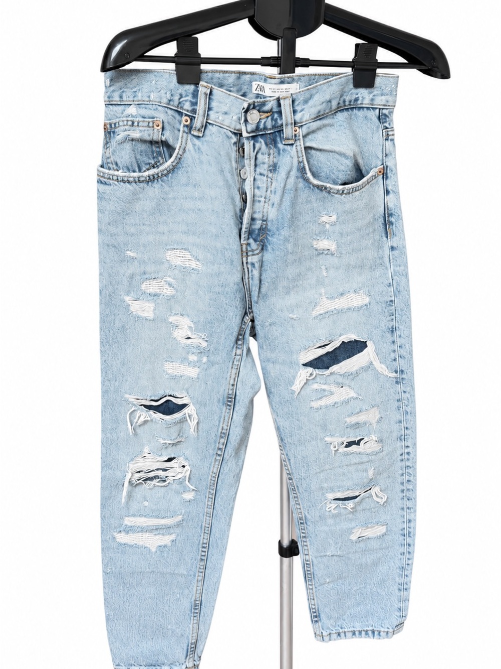 ZARA Light Wash Distressed Mom Jeans Size 31